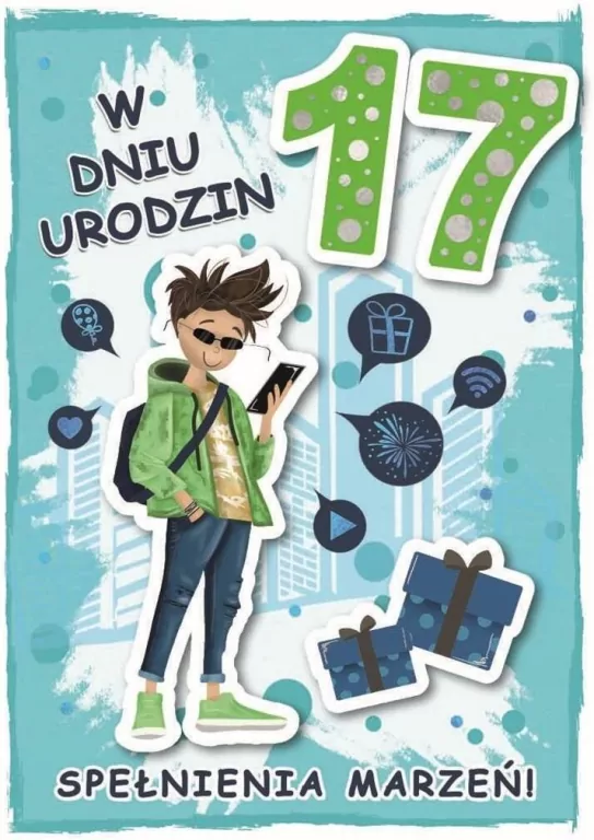 Karnet urodziny 17 B6 z kopertą - tantis.pl