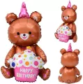 Balon foliowy Miś z tortem urodzinowym 58x42cm - tantis.pl