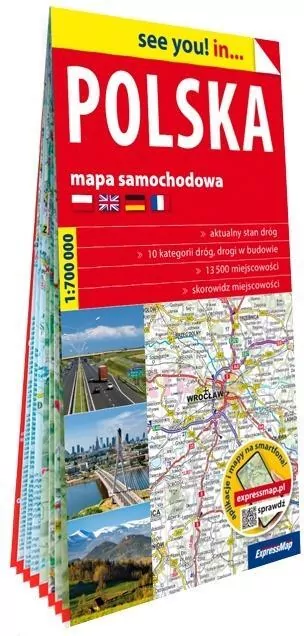 Polska papierowa mapa samochodowa 1:700 000 - tantis.pl