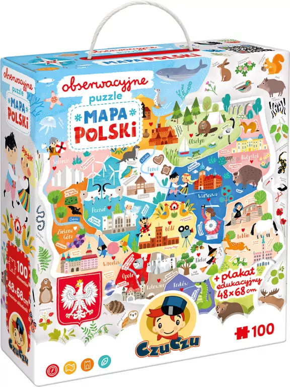 CzuCzu. Puzzle 100 Obserwacyjne. Mapa Polski - tantis.pl