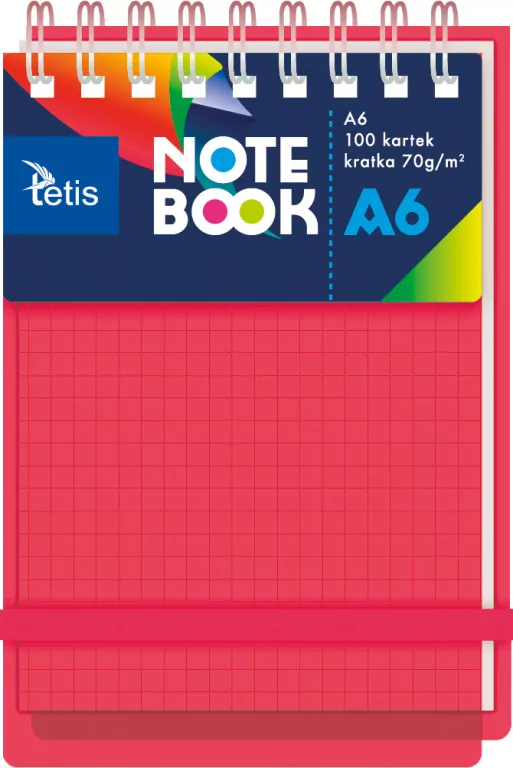 Kołonotatnik A6/100K kratka PP czerwony - tantis.pl