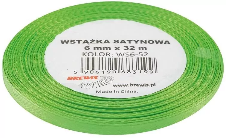 Wstążka satynowa zielona 6mmx32m - tantis.pl