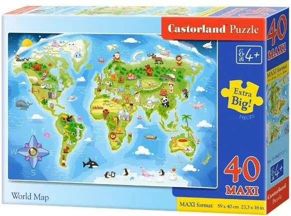 Puzzle 40 Maxi. Mapa świata. 040117-1 - tantis.pl