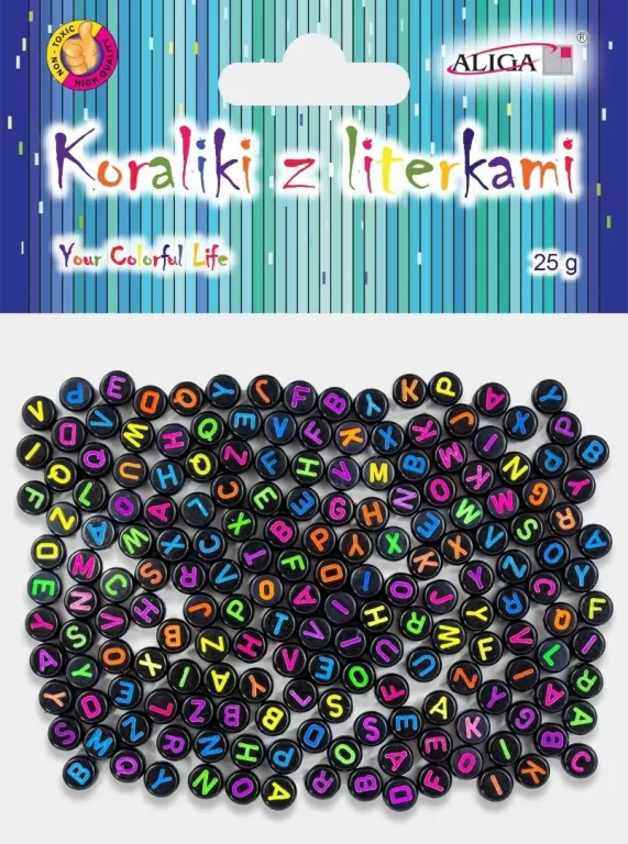 Koraliki plastikowe z literkami 7x4mm 25g - tantis.pl
