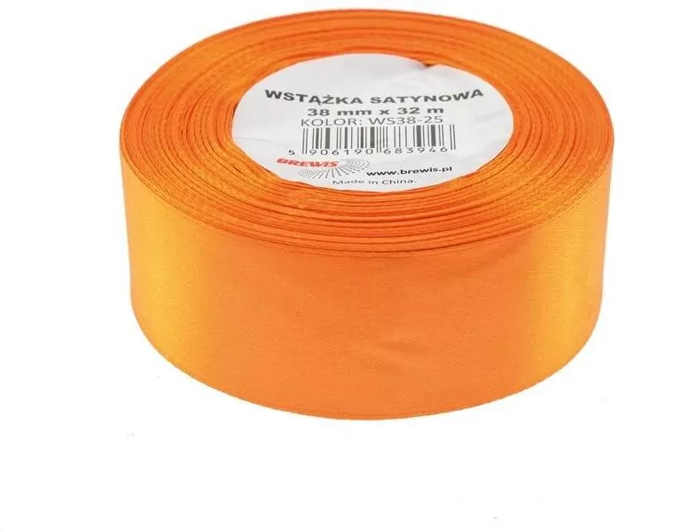 Wstążka satynowa, pomarańczowa 38mmx32m - tantis.pl