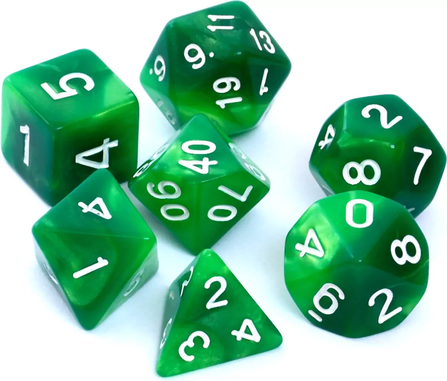 Komplet kości REBEL RPG - Dwukolorowe - Zielono-żółte - tantis.pl