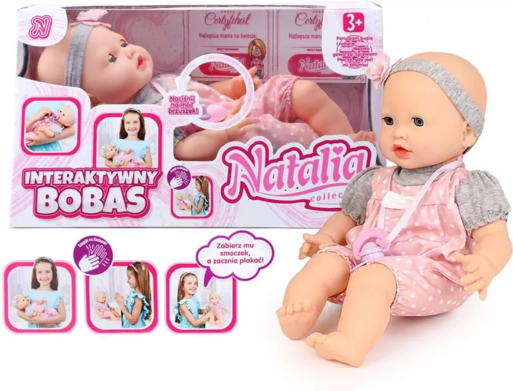 Lalka Natalia bobas mimiczny ze smoczkiem 41cm - tantis.pl
