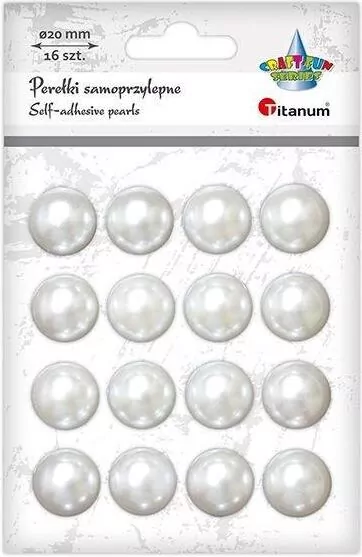 Perełki samoprzylepne 20mm perłowe, 16 sztuk - tantis.pl