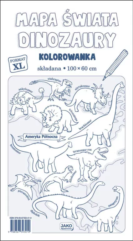Mapa świata. Dinozaury. Kolorowanka XL - tantis.pl