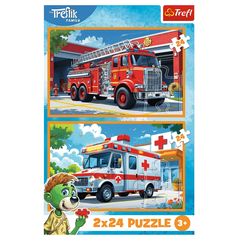 Puzzle 2x24. Wóz strażacki i karetka - tantis.pl