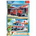 Puzzle 2x24. Wóz strażacki i karetka - tantis.pl