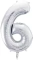 Balon foliowy cyfra 6 86cm srebrny - tantis.pl