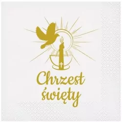 Serwetki Chrzest Święty świeca 33 x 33cm