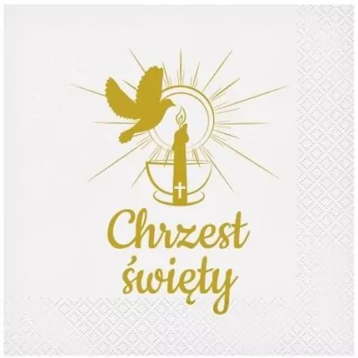 Serwetki Chrzest Święty świeca 33 x 33cm