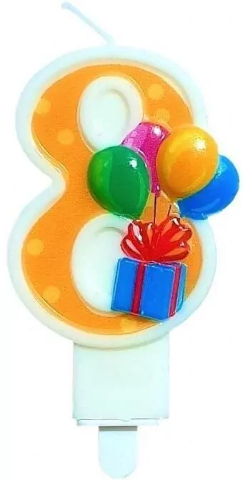 Świeczka urodzinowa "8" z balonikami - tantis.pl