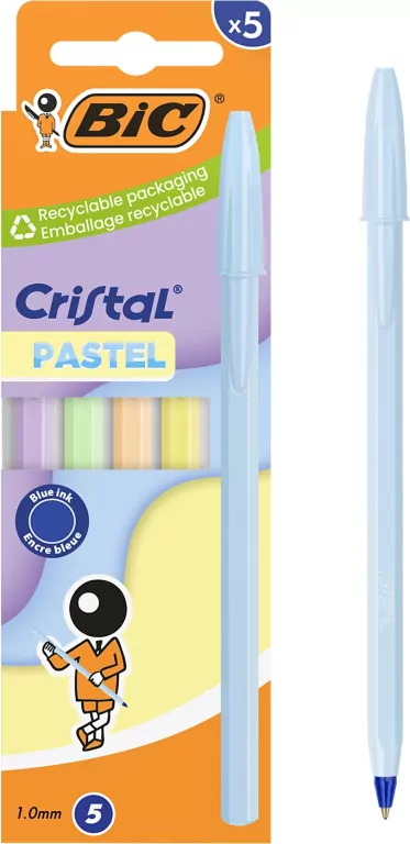 Długopis Cristal Pastel 1mm niebieski 5szt BIC - tantis.pl