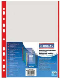 Koszulki PP A4 krystal 40mikr brzeg czerwony 100sz