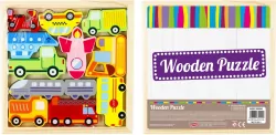 Układanka drewniana pojazdy. 12 elementów