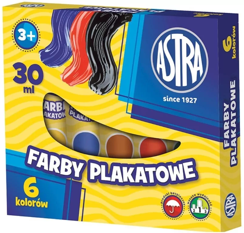 Farby plakatowe w tubach. 6 kolorów - tantis.pl