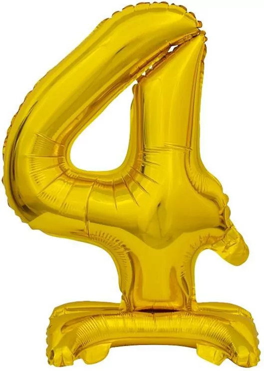Balon foliowy B&C Cyfra stojaca "4" złota 38cm - tantis.pl