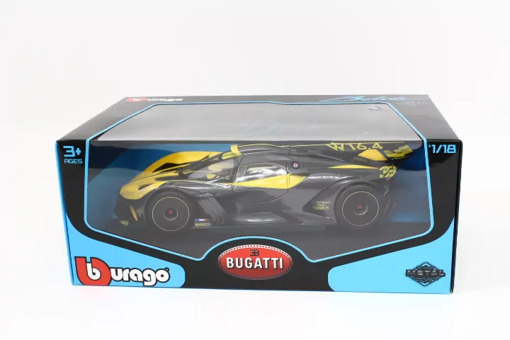 BBURAGO. Bugatti Bolide metallic black- yellow 1:18 - tantis.pl