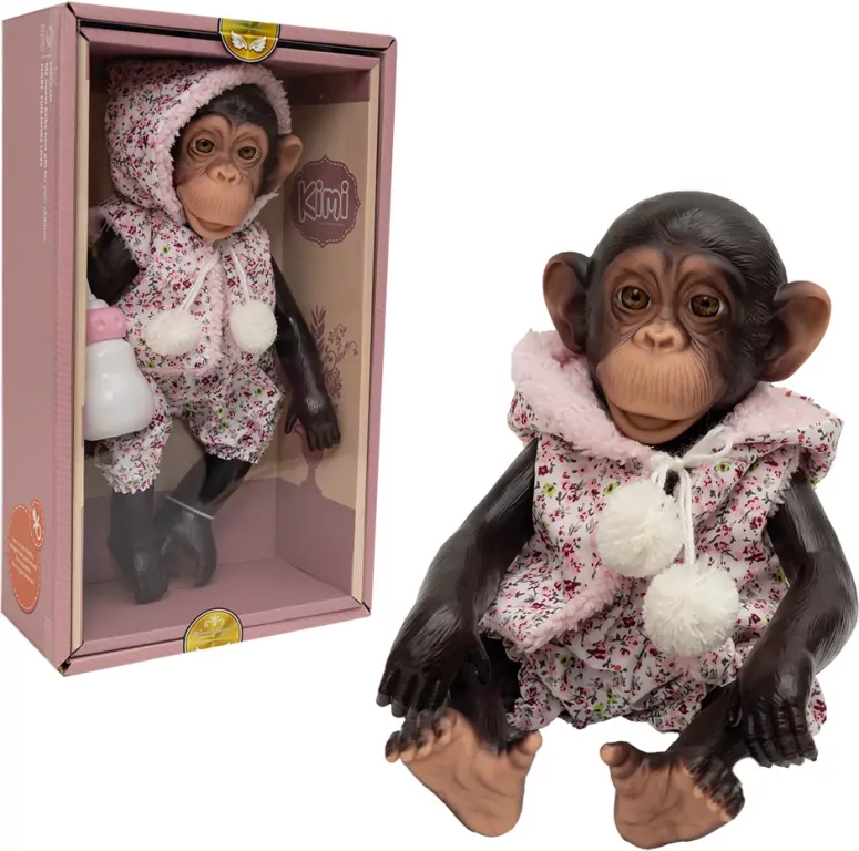 Lalka małpka szympans w kangurku 32cm - tantis.pl