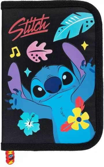 Piórnik dwuklapkowy bez wyposażenia Stitch black - tantis.pl