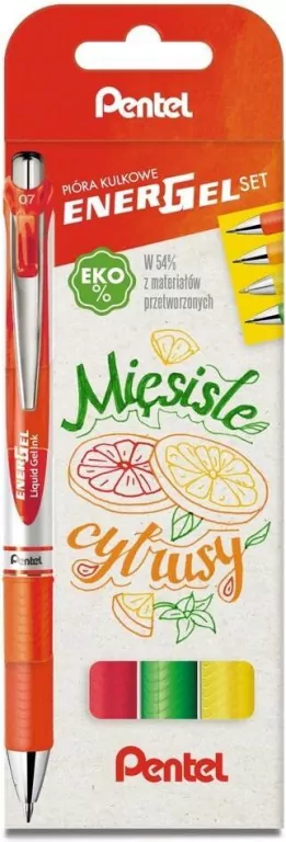 Pentel. Pióro kulkowe.  EnerGel cytrusy, 4 kolory - tantis.pl