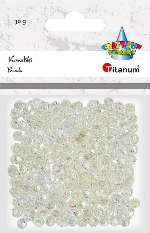 Koraliki plastikowe fasetowane 30g białe - tantis.pl