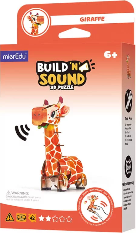 Puzzle 3D. Buduj i słuchaj - Żyrafa - tantis.pl