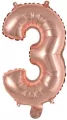 Balon foliowy mini cyfra 3 różowe złoto 25x40cm - tantis.pl