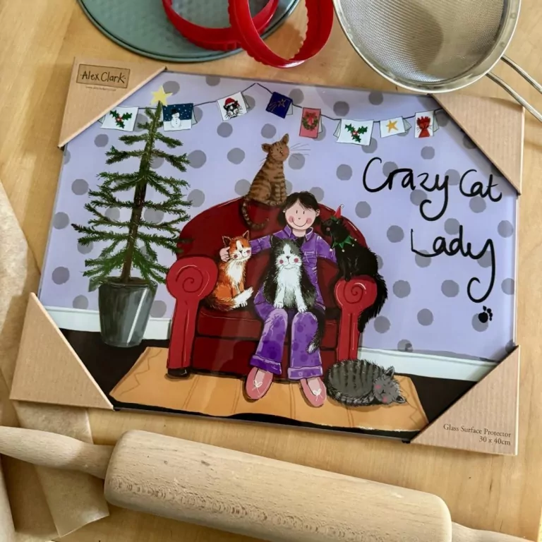 Szklana deska ozdobna Crazy Cat Lady Kociara BN - tantis.pl