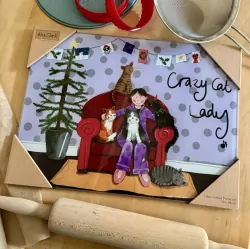 Szklana deska ozdobna Crazy Cat Lady Kociara BN