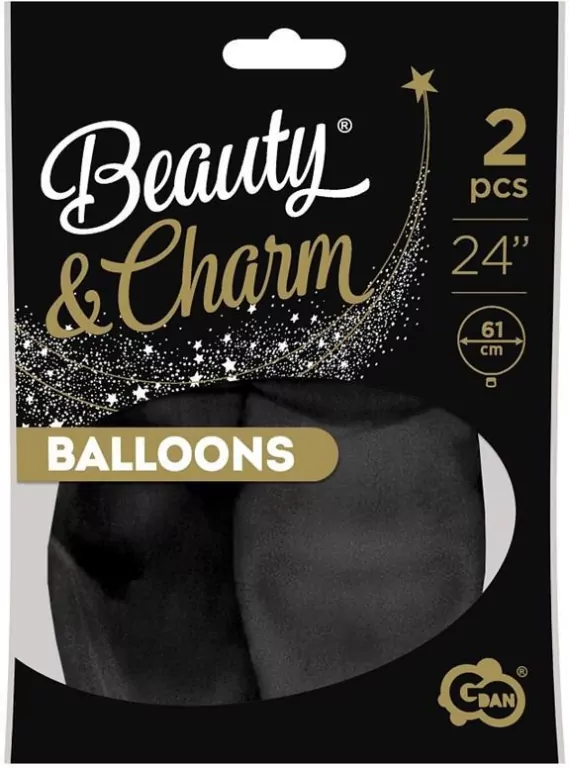Balony Beauty&Charm pastelowe czarne 2szt - tantis.pl