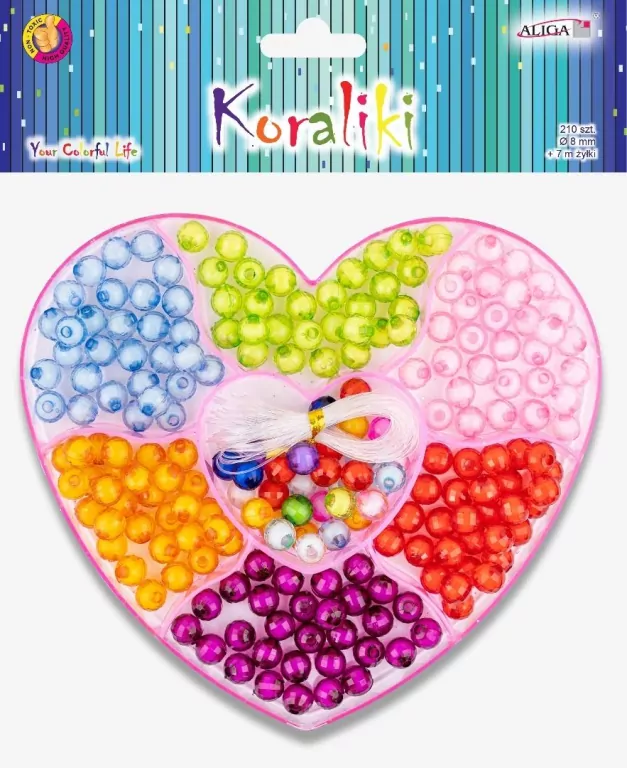 Koraliki plastikowe serce 8mm 210szt MIX - tantis.pl
