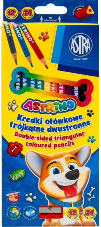 Kredki ołówkowe dwustronne 24kol z temperówkąASTRA - tantis.pl