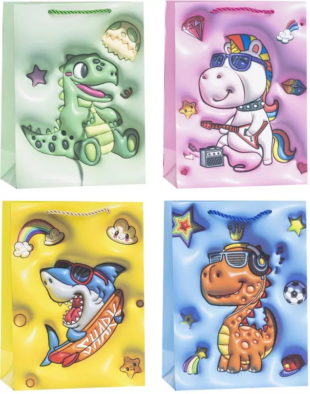 Torebka ozdobna 18x24x8cm dziecięce mix ROZETTE. 1 sztuka - tantis.pl