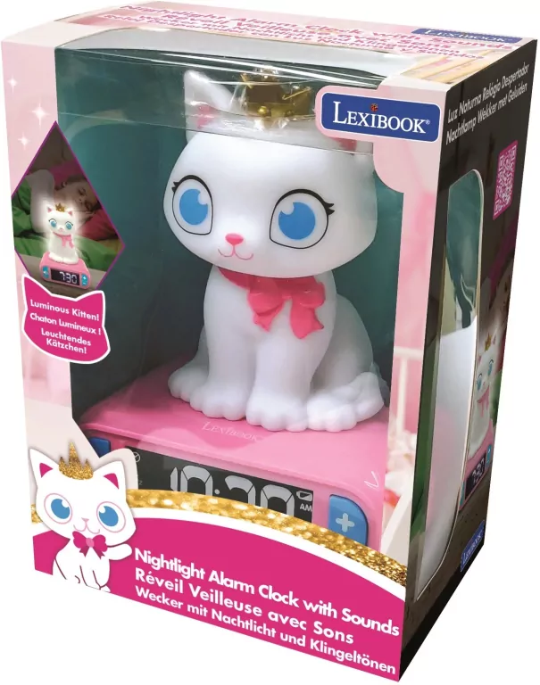 Budzik cyfrowy z lampką nocną Kot i efektami dźwiękowymi RL800KT - tantis.pl
