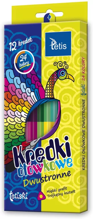 Tetis. Kredki trójkątne, 24 kolory - tantis.pl