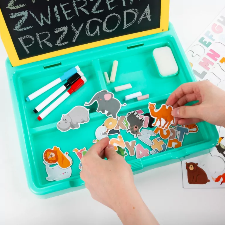Przenośny zestaw tablic 5w1 ZOO w walizce KIDEA - tantis.pl