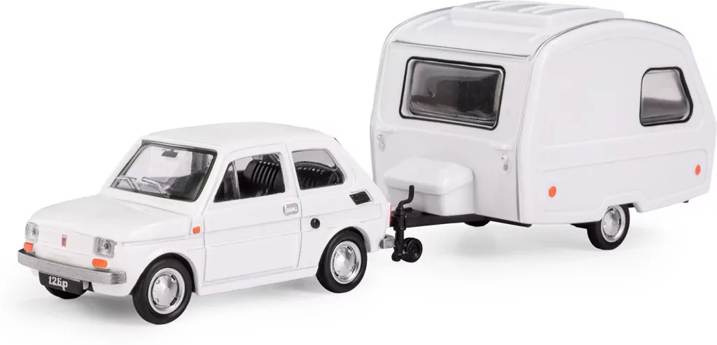 Fiat 126p + przyczepa Niewiadów Kemping biały - tantis.pl