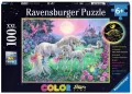 Puzzle 100 świecące - Jednorożce w blasku księżyca - tantis.pl