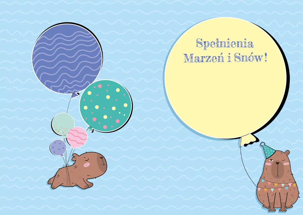 Karnet A5 Urodziny - Kapibara akrobatka - tantis.pl