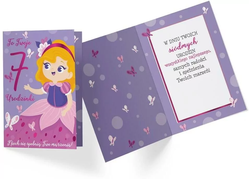 Karnet. Urodziny 7 dziewczynka - tantis.pl