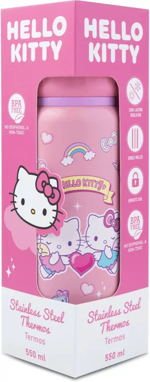 Bidon 550ml metalowy termos Hello Kitty Light Pink - tantis.pl