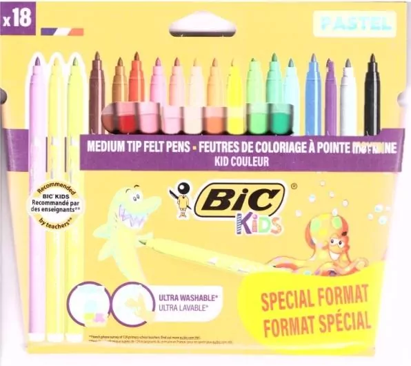 Flamastry Kids Couleur pastel 18 kolorów BIC - tantis.pl