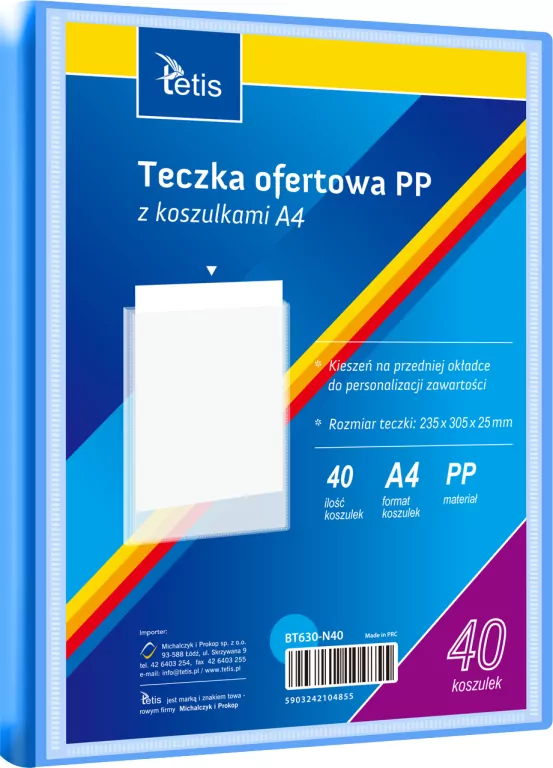 Teczka ofertowa A4 PP + 40 koszulek niebieska - tantis.pl