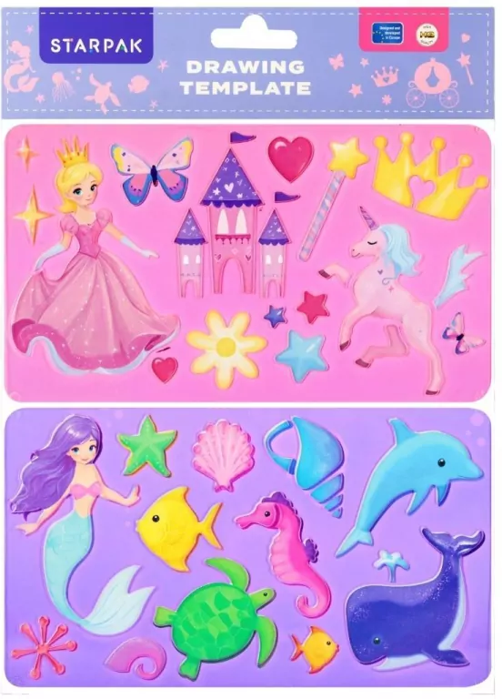 Plastikowy szablon rysunkowy, księżniczki - tantis.pl