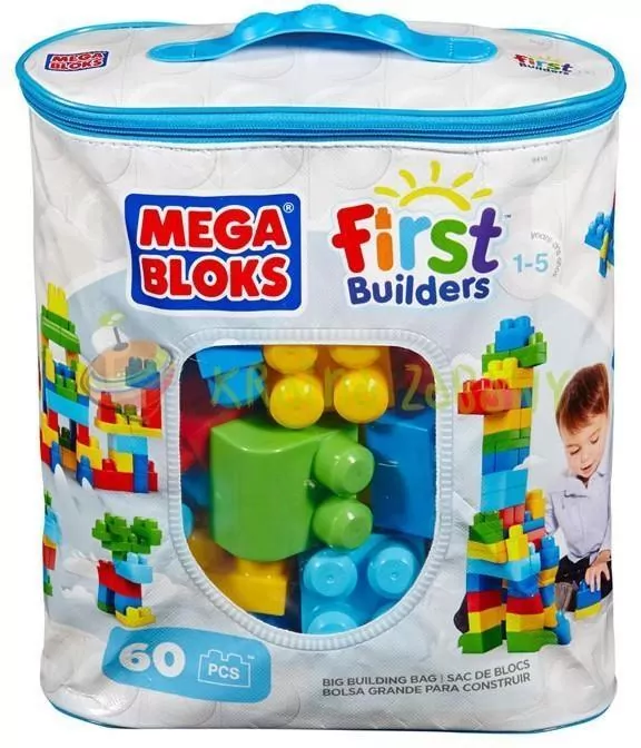 Mega Bloks Torba z klockami, niebieska 60 elementów - tantis.pl