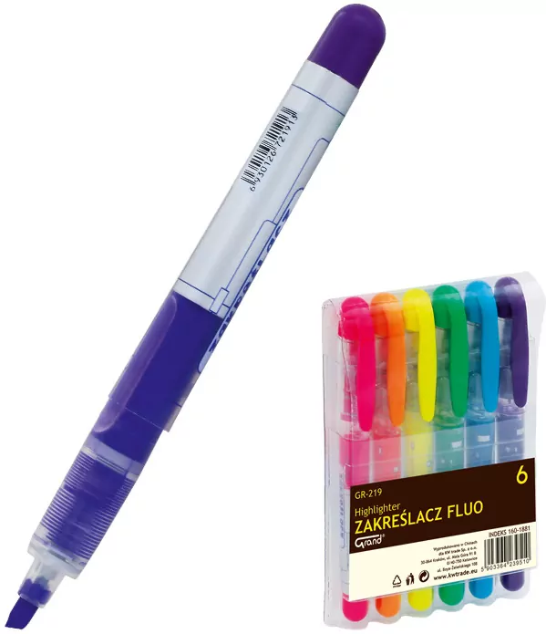 Zakreślacze w sztyfcie 6 kolorów GRAND - tantis.pl
